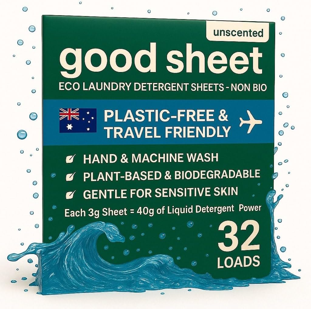 Eco Laundry Detergent Sheets, Fragrance Free, Great for Travel, No Plastic, Totally Plant-Based, 32 Washes, Fully Degradable Laundry Sheet Strips For Washing Clothes