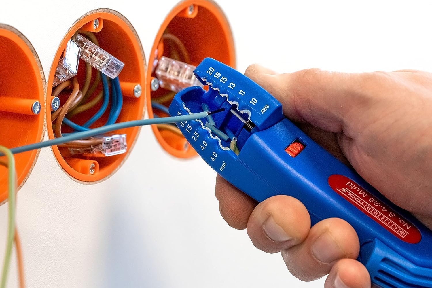 WEICON Cable Stripper No. S 4-28 Multi | Integrated Stripping Function | High Safety | Adjustable Cutting Depth | for Round Cables | Working Range 4-28 mm Ø