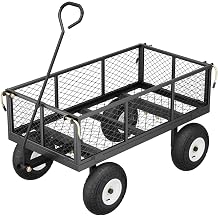 Sekey Titanium Handcart Garden Trolley - Real 350 kg Load Capacity 3-in-1 Handcart Platform Trolley with Solid Rubber Pneumatic Tyres Easy Assembly Stable and Rustproof 100 L