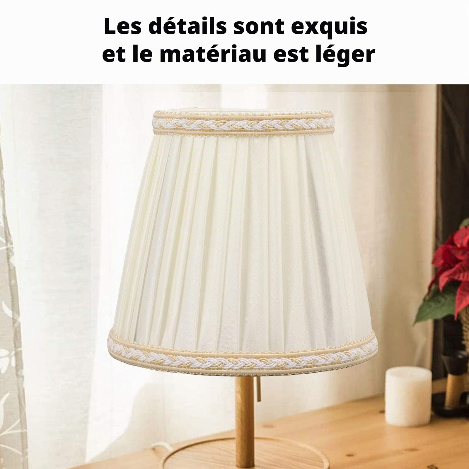 6 Pcs Abat-jour en Tissu, 9 x 13 x 14 cm Adapté aux Ampoules E14, Accessoires D'éclairage de Lustre de Chevet, D'abat-Jour Mural de Style Nordiques pour Lampes de Table, Lustres, Appliques Murales
