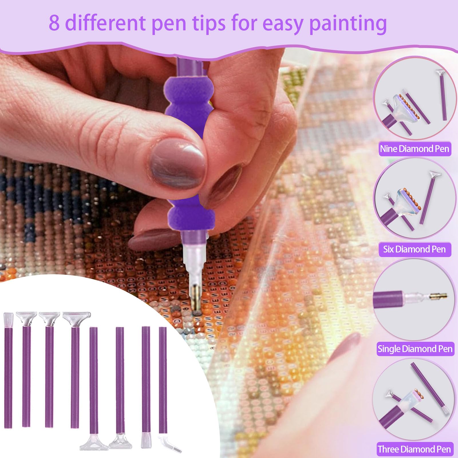 DNSGOOR 189Pcs all Inclusive Diamond Painting Accessori Strumenti di Pittura Diamante Kit Diamond Art Accessori Kit con A4 Diamond Painting Light Pad, Diamond Art Sealer Colla per DIY Craft