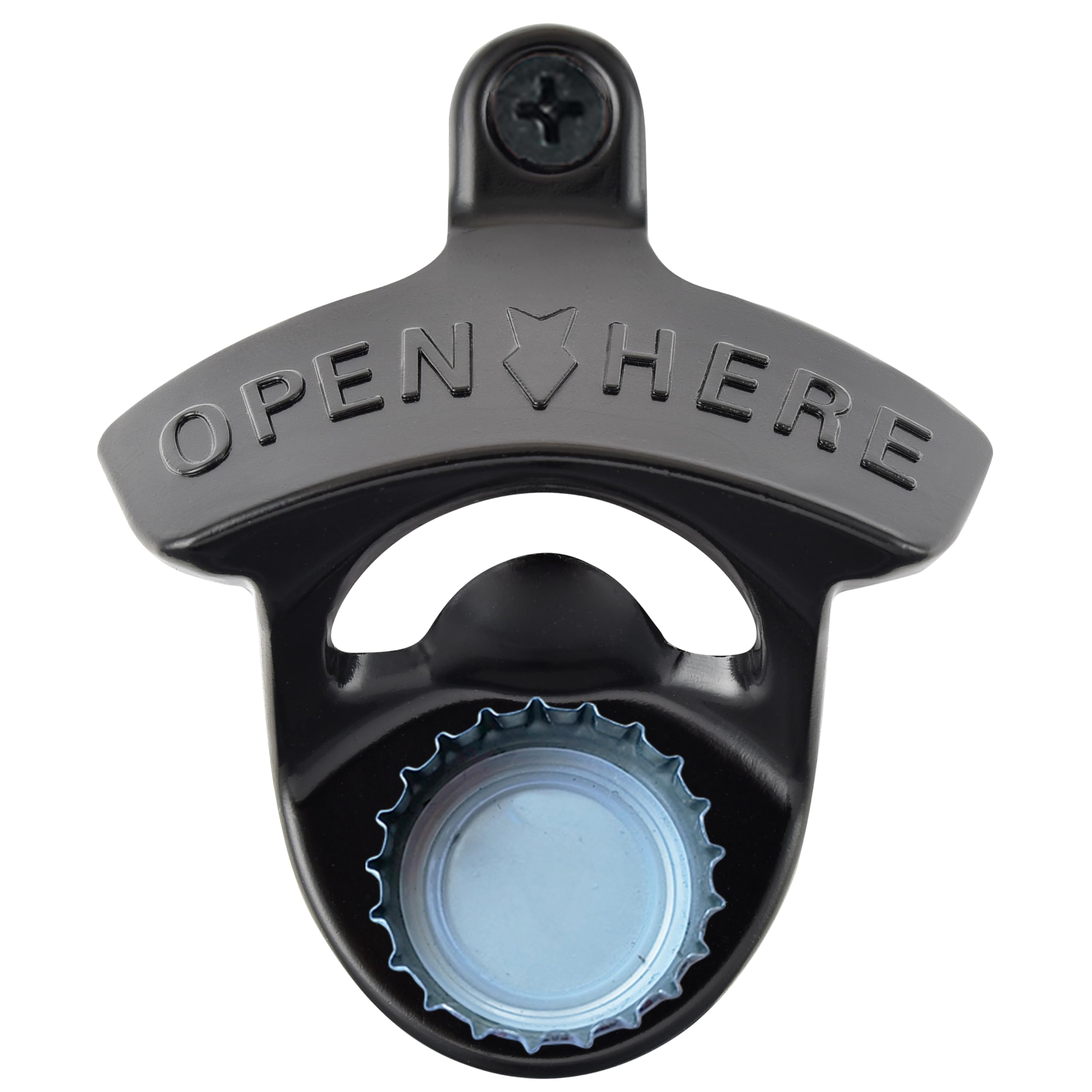 Jumiok Magnetic Wall Mounted Beer Opener Black Post Mountable Bottle Cap Opener with Magnets Built-in for Gifts