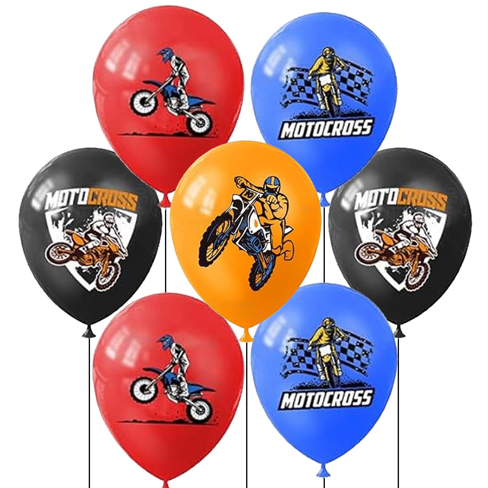 Ovanda Pack of 20 Motocross Balloons 30 cm for Children's Birthday Party Racing Party