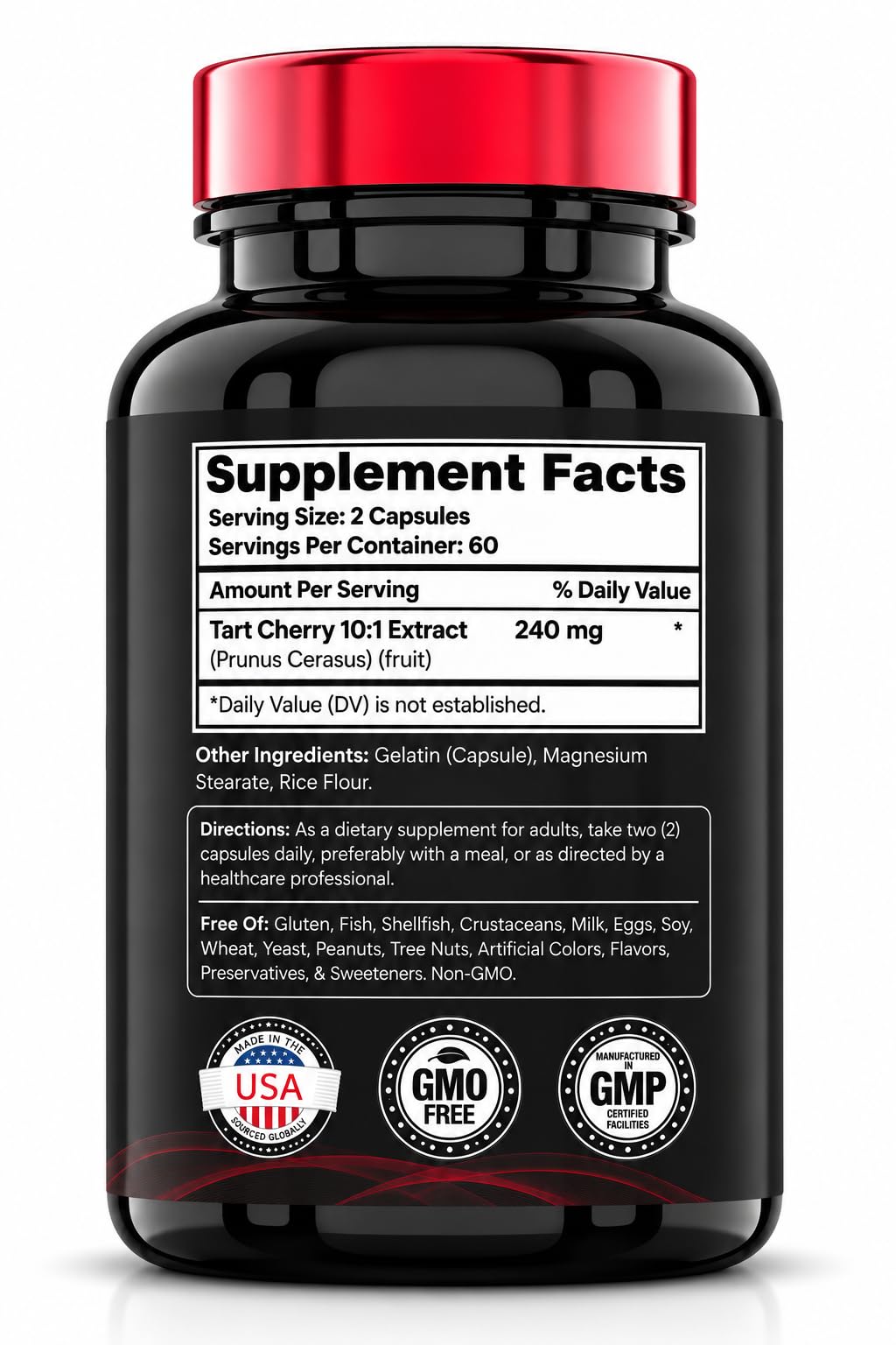 Tart Cherry Capsules (240 mg of 10:1 Extract - 120 Count) | From Montmorency Cherries | Provides Antioxidants, Anthocyanins, & More | Tart Cherry For Sleep and Recovery | Non-GMO, Made in the USA! — Amazon image 8