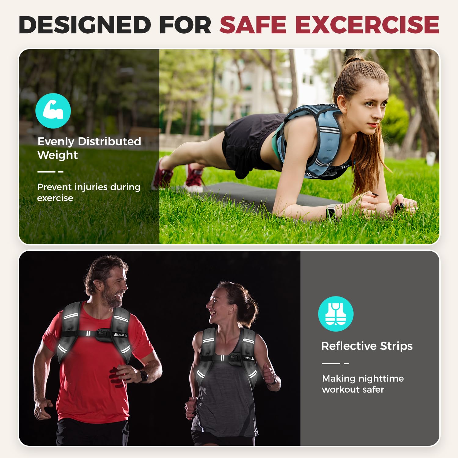 Bagail Gilet Appesantito Per l'Allenamento Della Forza, Misura Del Busto Regolabile, Comoda Tasca, Gilet Appesantito Con Sabbia di Ferro, Ideale per la palestra, lo yoga e l'aerobica
