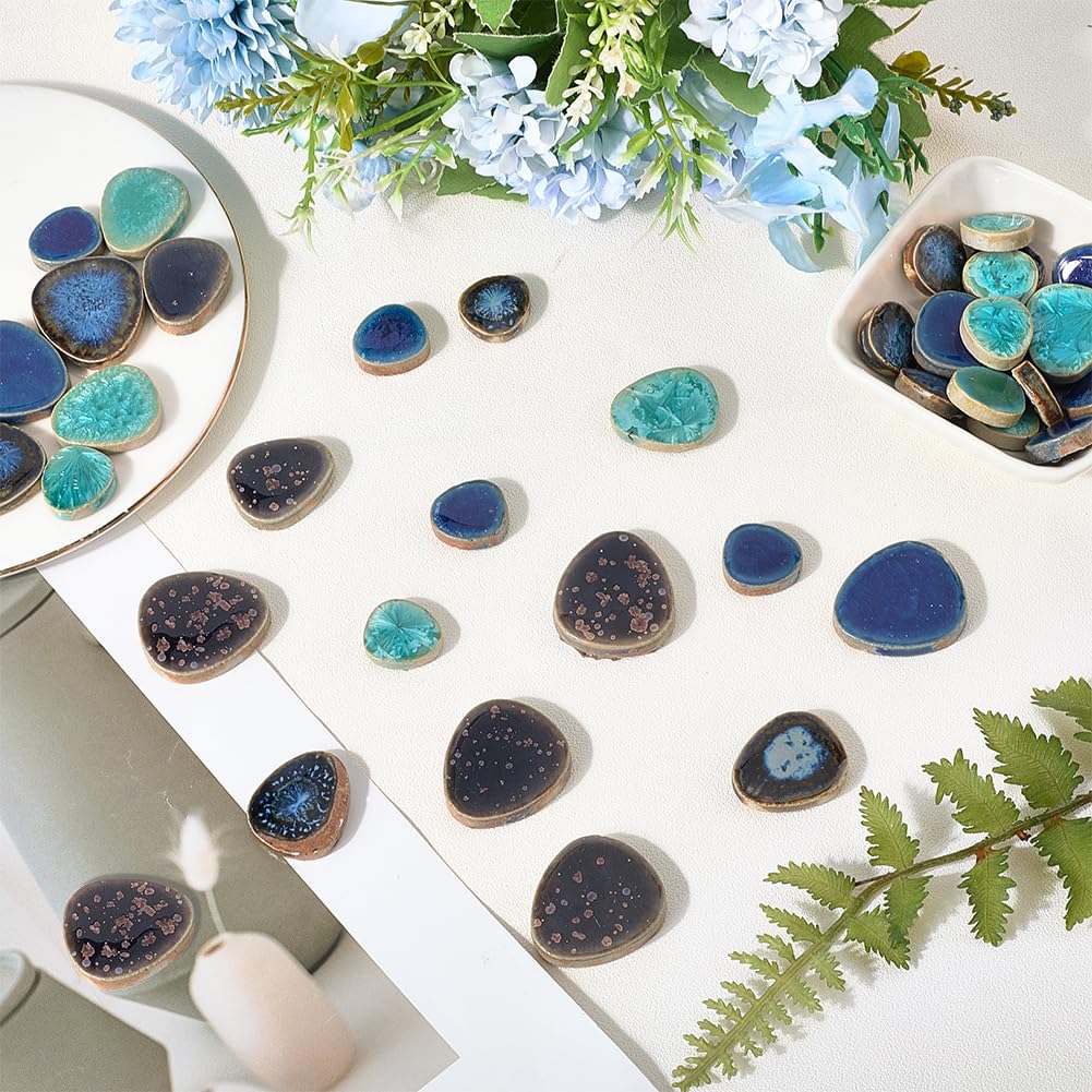 SOFPLATE 1 Box 200g Mosaic Broken Tile Pieces Porcelain Mosaic Tile Teardrop China Style Irregular Mosaic Pieces Bulk for DIY Crafts Plates Flowerpots Vases Cups Home Bathroom Decoration Projects - Image 3