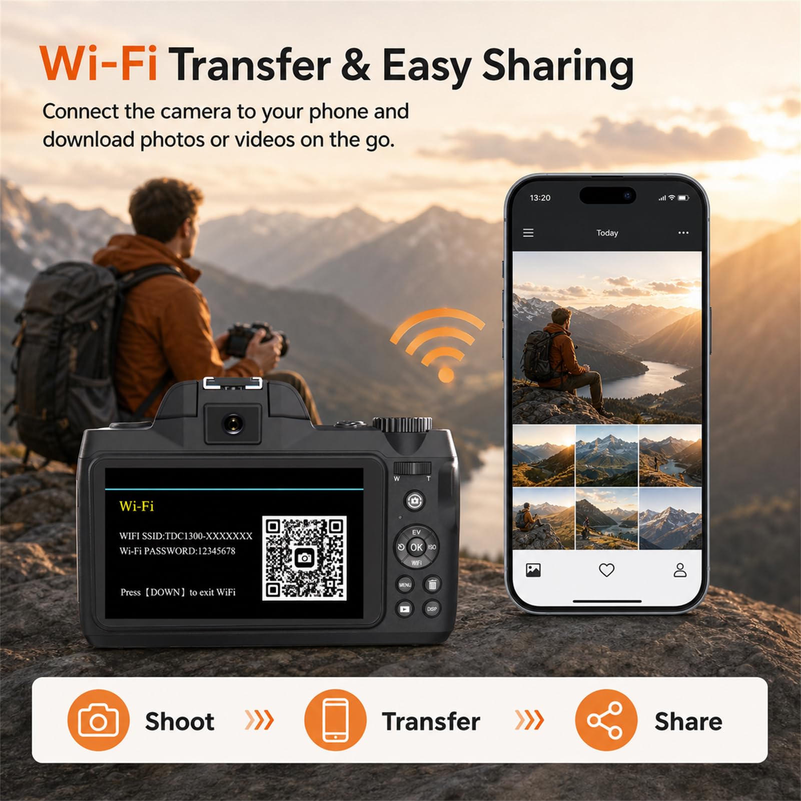Cámara digital 5K para fotografía, cámara de vlogging de enfoque automático de 64 MP para video de YouTube con lente frontal y trasera, flash, cámara de viaje con pantalla táctil de 4 pulgadas