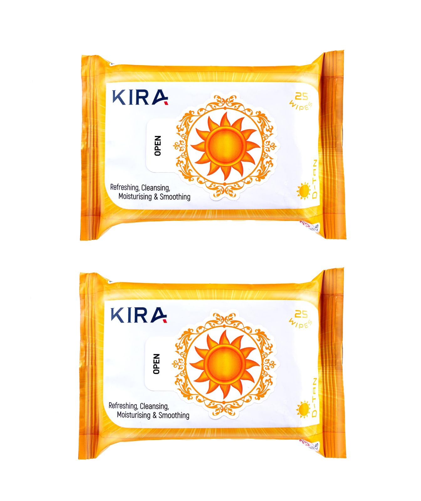 KIRA Face Wipes, Facial Cleansing And Gentle Make Up Remover Wipes, Face & Body Wipes For Post Workout And Camping, Wipes For Gives Refreshing (D-TAN 50count (Pack of 2))-image-27
