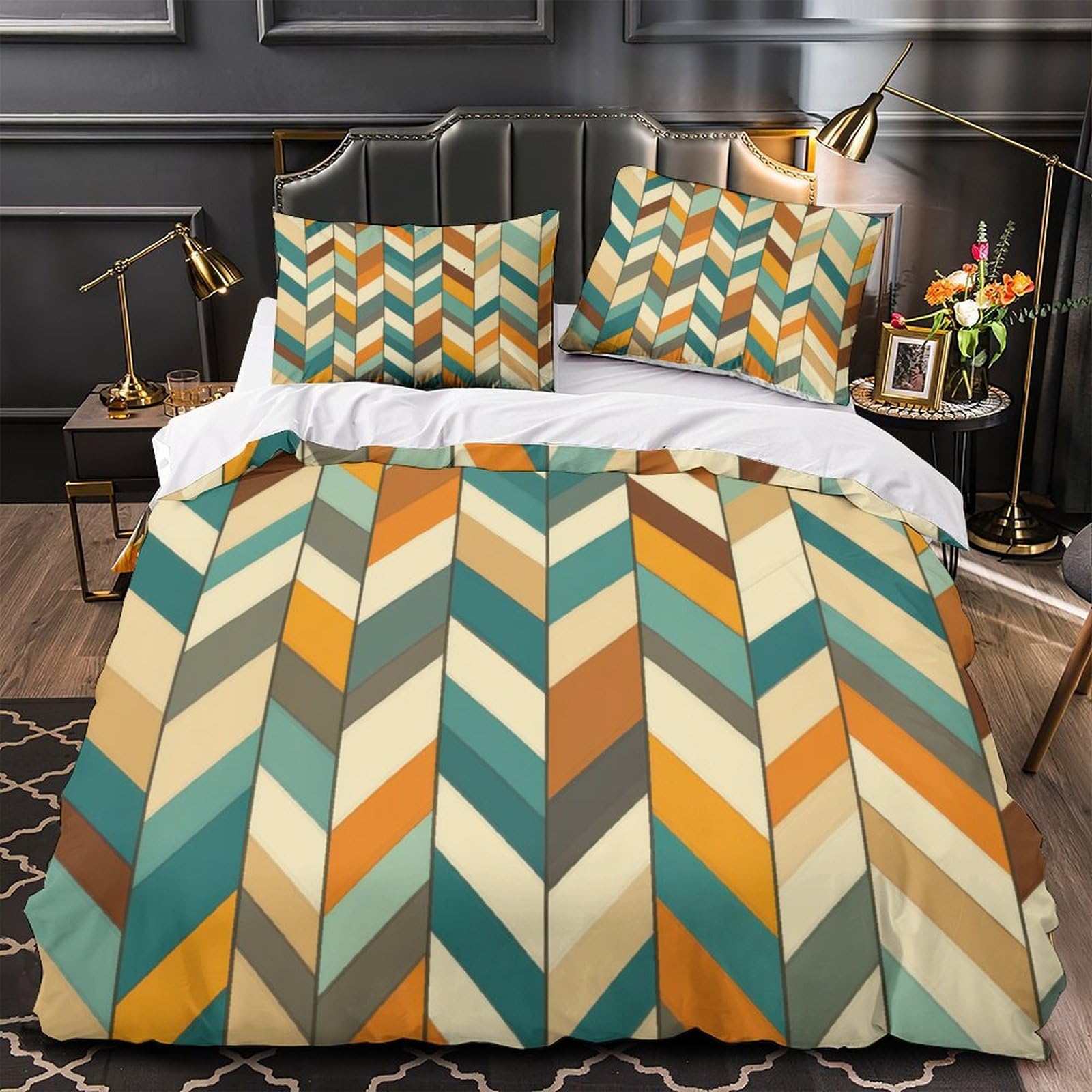 Parure de lit hypoallergénique ultra douce à chevrons effet 3d pour enfant