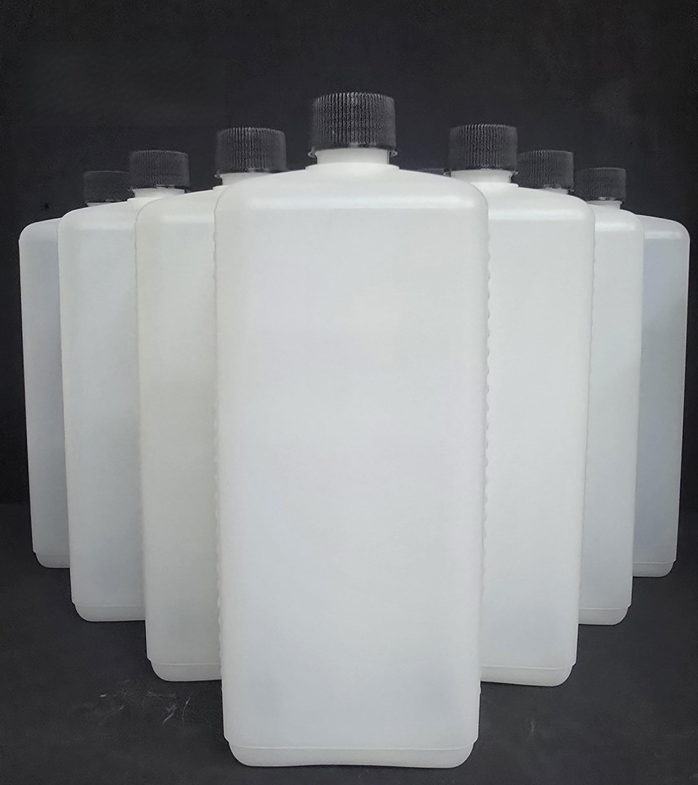 Generisch 20 x 1Liter Leerflasche Vierkantflasche aus Kunststoff, 1Liter, Enghals, Plastikflasche, 20 Stück, mit Deckel, PE/HD, rechteckig