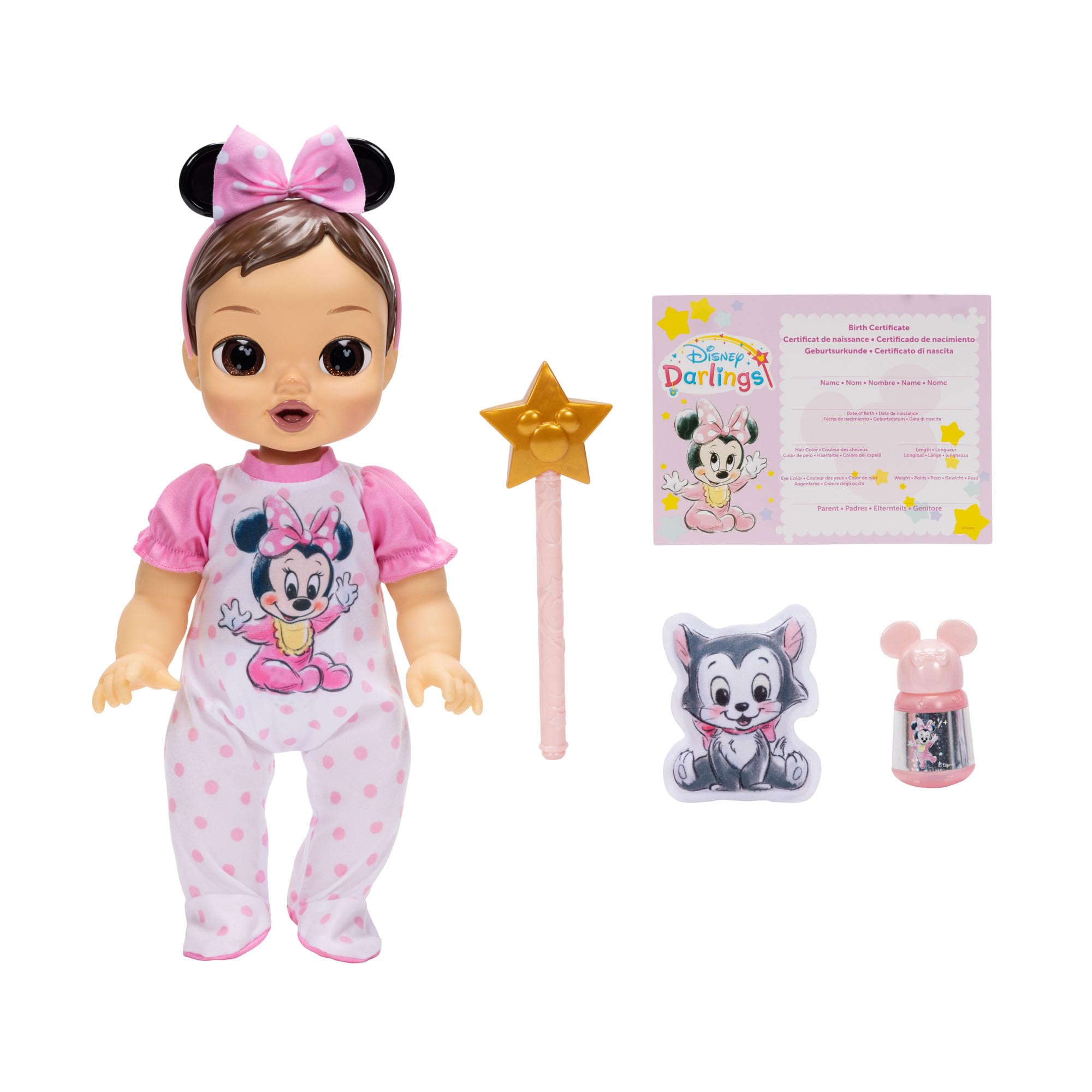 Disney Bambola interattiva deluxe Darlings Minnie Mouse 13" / 33cm | prodotto con licenza ufficiale Jakks Pacific, funzioni interattive, accessori inclusi, regalo per bambine dai 3 anni in su