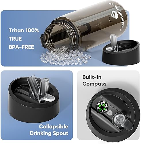 Miniatura 5 de SurviMate Botella de agua purificada para camping, senderismo, mochilero y viajes, sin BPA con popote de filtro integrado de 5 etapas