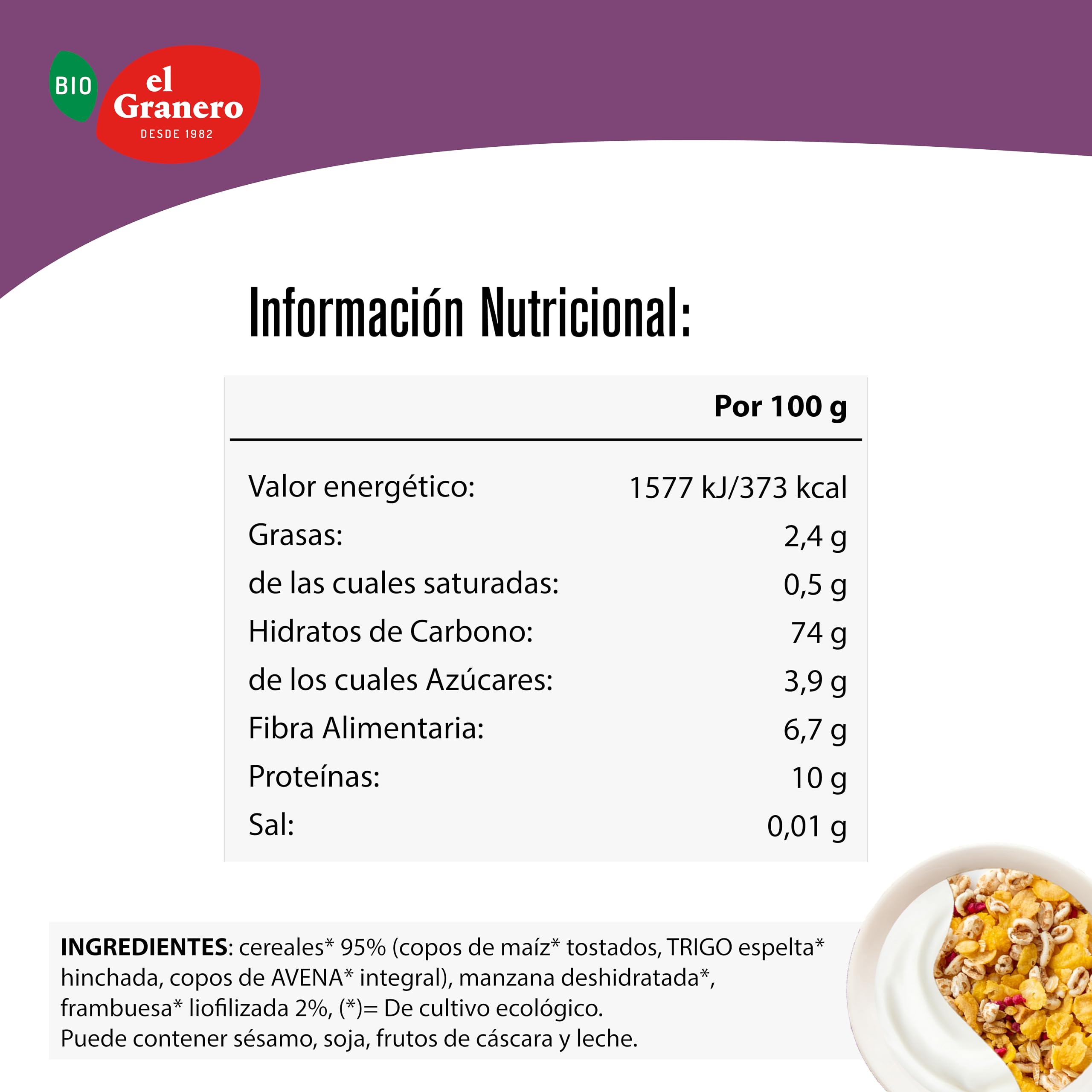 EL GRANERO INTEGRAL Muesli Crujiente Con Frutos Rojos Bio, 200 g Gran Fuente de Energía - Alto Contenido en Fibra - Ideal para el Desayuno - Apto Para Veganos