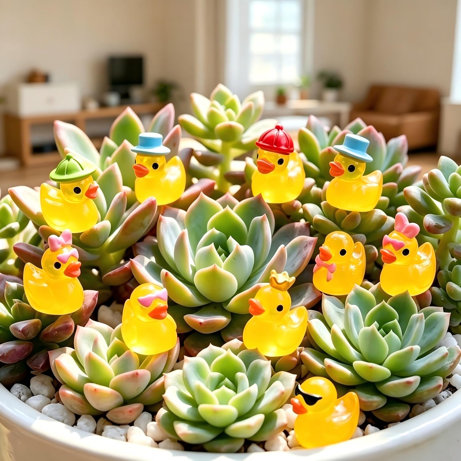 40 sztuk mini figurek z żywicy syntetycznej, realistyczna miniaturowa dekoracja kaczek, małe zwierzęta ogrodowe do ogrodu wróżek, sukulentów, mikrokrajobrazu, terrarium i dekoracji stołu