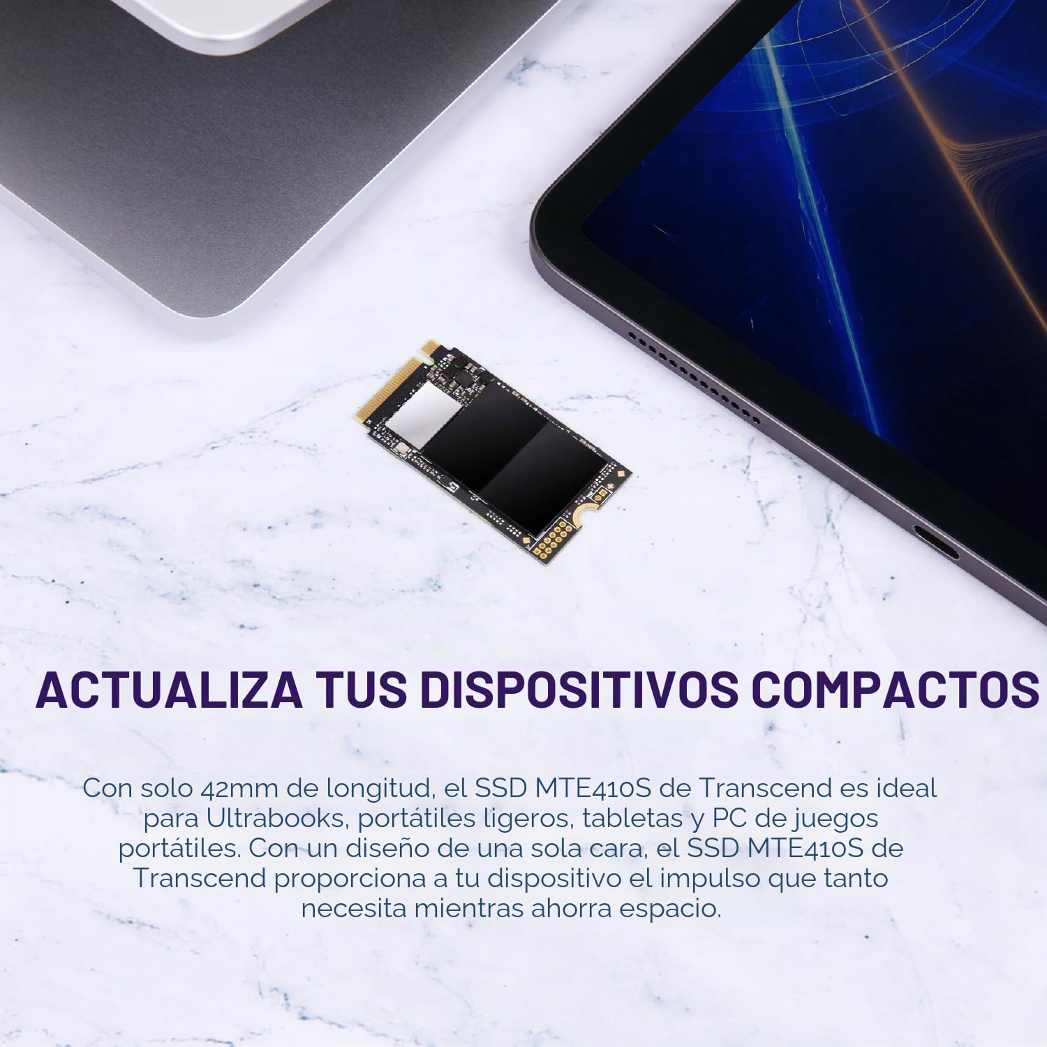 Transcend 1TB M.2 NVMe SSD 2242 PCIe Gen4x4 MTE410S Máx. Lectura/Escritura: 5,000 MB/s/4,300 MB/s TS1TMTE410S