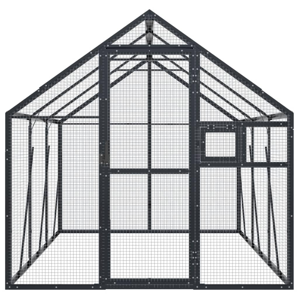 IKAYAA Pajareras Exterior en Jardin, Jaula Grande para Pájaros, Casa para Pájaros, Voladera para Pájaros, Voladera de Jardín para Aves Exóticas 1,79x3x1,85 m Gris Antracita