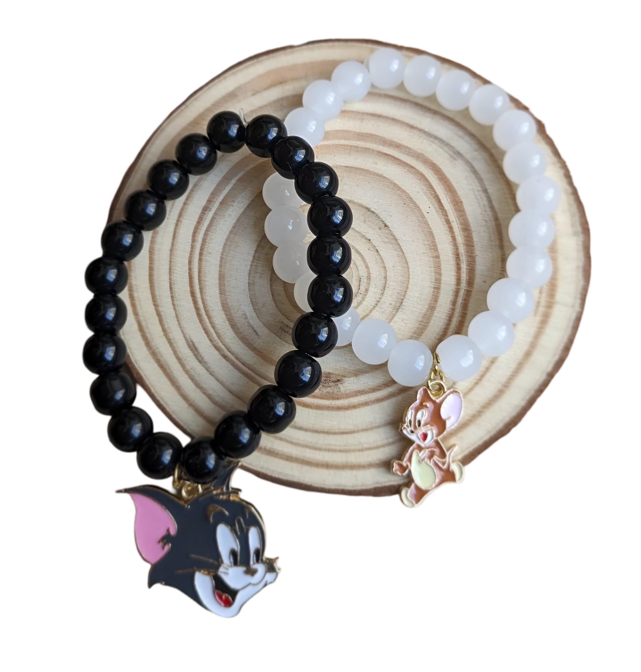 R Art Unisex Fashion Jewellery Adjustable Couple Glass Beads Bracelet with Tom & jerry Charms Girls Boys Lovers & Soulmate (Pack Of 2) (B0DGLYLRJV) Amazon Price History, Amazon Price Tracker