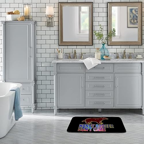 Miniatura 6 de Honey-Badger Don T Care - Tapete para puerta delantera, de terciopelo coral, antideslizante, resistente a la suciedad, para interiores y exteriores,