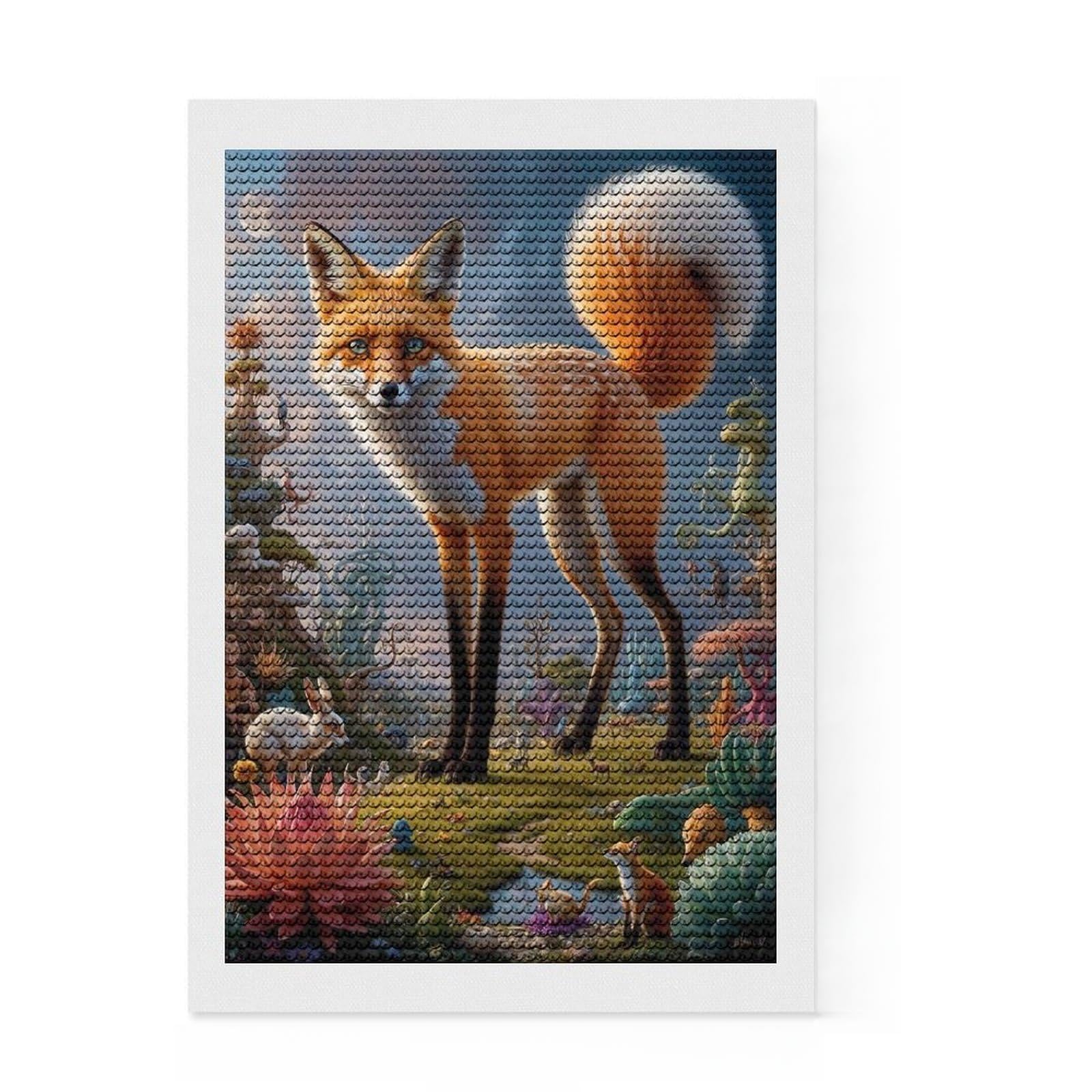 Junmoney Surreal Safari Fox 3 Diamond Painting Set 8"x12", Easy to Enjoy, Easy Handmade Project, Boho Decor, Birthday Gift, Stress Relief Craft