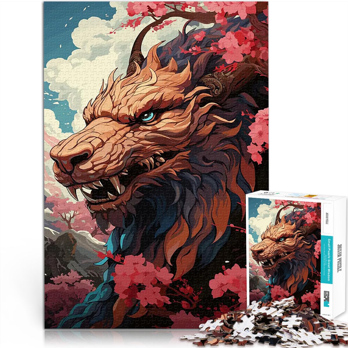Puzzle for teenagers 1000 Pieces Japanese Sakura Dragon Lernspiele DIY Spielzeug Wunschliste mit dem Weihnachtsmann52x38cm — image 1
