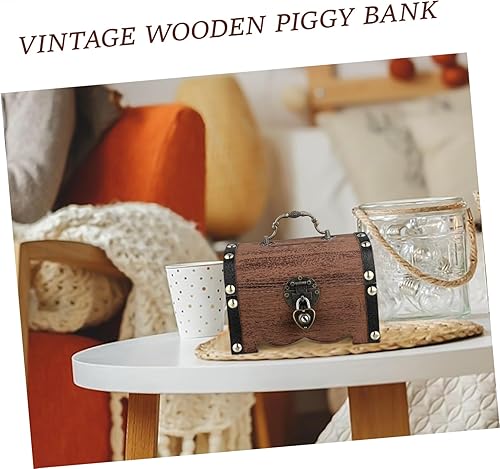 Miniatura 6 de Hucha de madera, caja del tesoro de madera, caja de almacenamiento de dinero, cofre del tesoro, hucha hecha a mano, joyería de madera, caja de