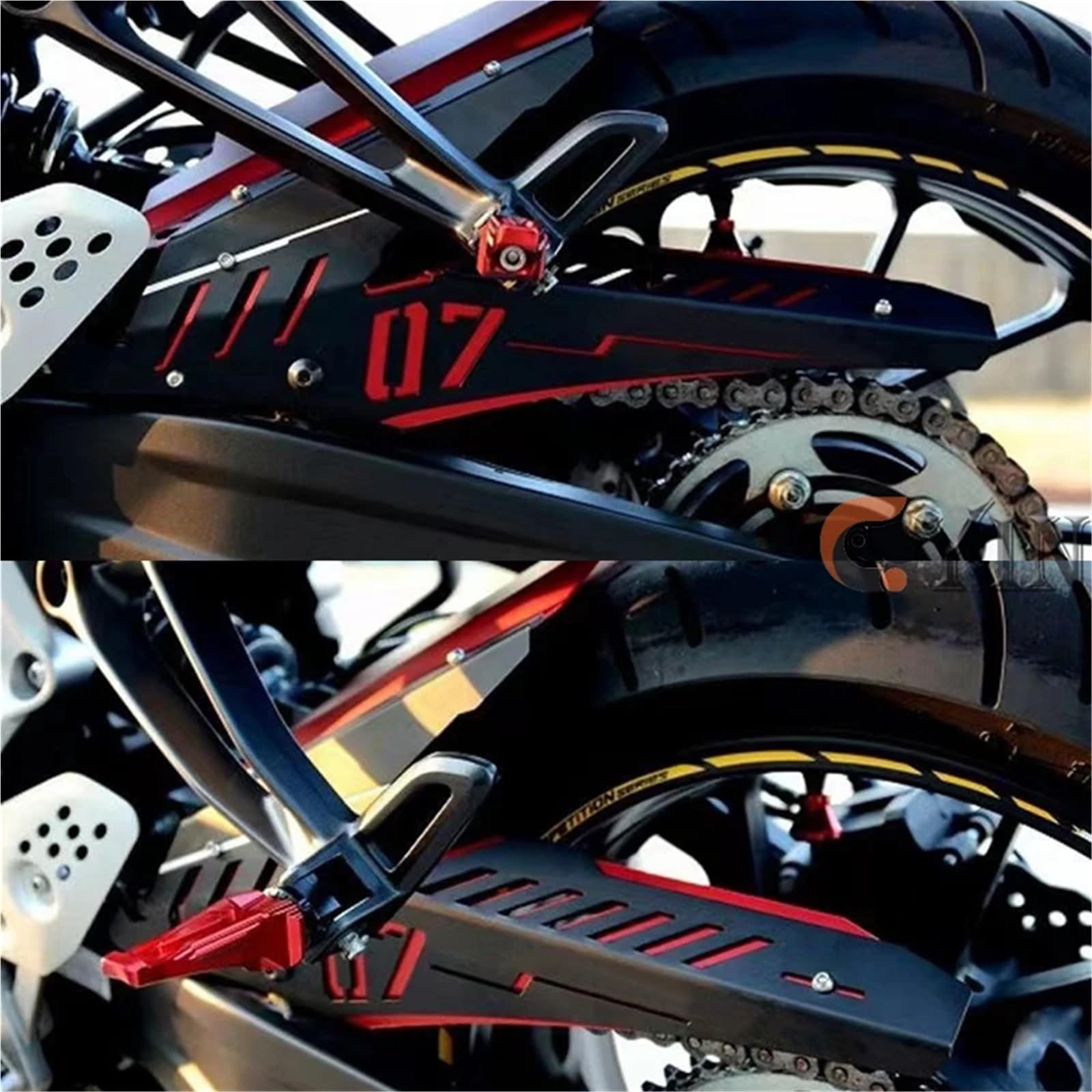 Roulette De Guidage De Chaîne Convient pour YAMAHA MT-07 FZ07 2014-2022 MT07 FZ-07 14-22 accessoires de moto arrière avec protection de chaîne garde de pignon(Red)