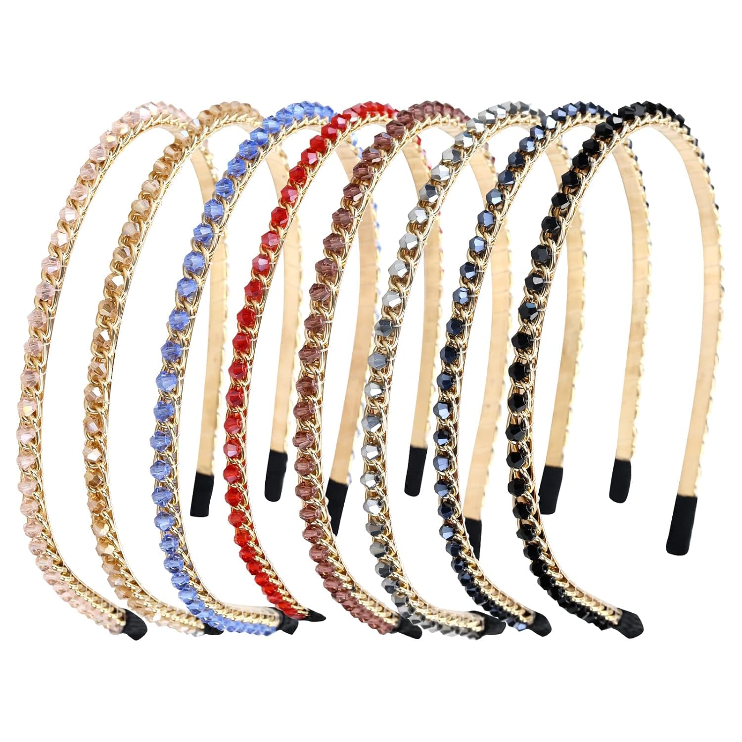 4 pcs Decorative Sparkly Rhinestone Crystal Headbands Hair Hoops Elastic Hairbands Headpieces Accessories for Women Girls-image-33