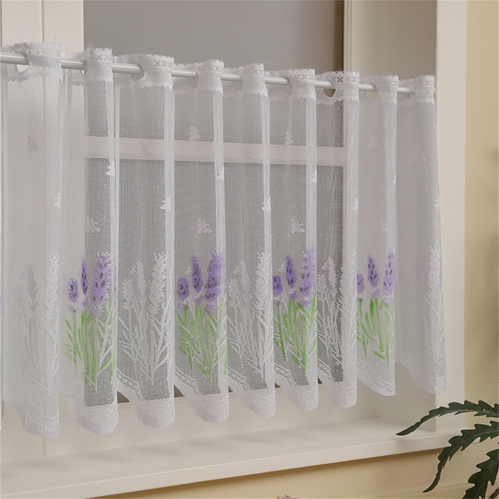 Net Curtains, Bistro Curtain, Modern, Bistro Curtain, Spring, Country House Style, Kitchen, Lavender Embroidered Tulle Door Curtains, Cafe Kitchen, Window Curtain, Christmas, for Small Windows