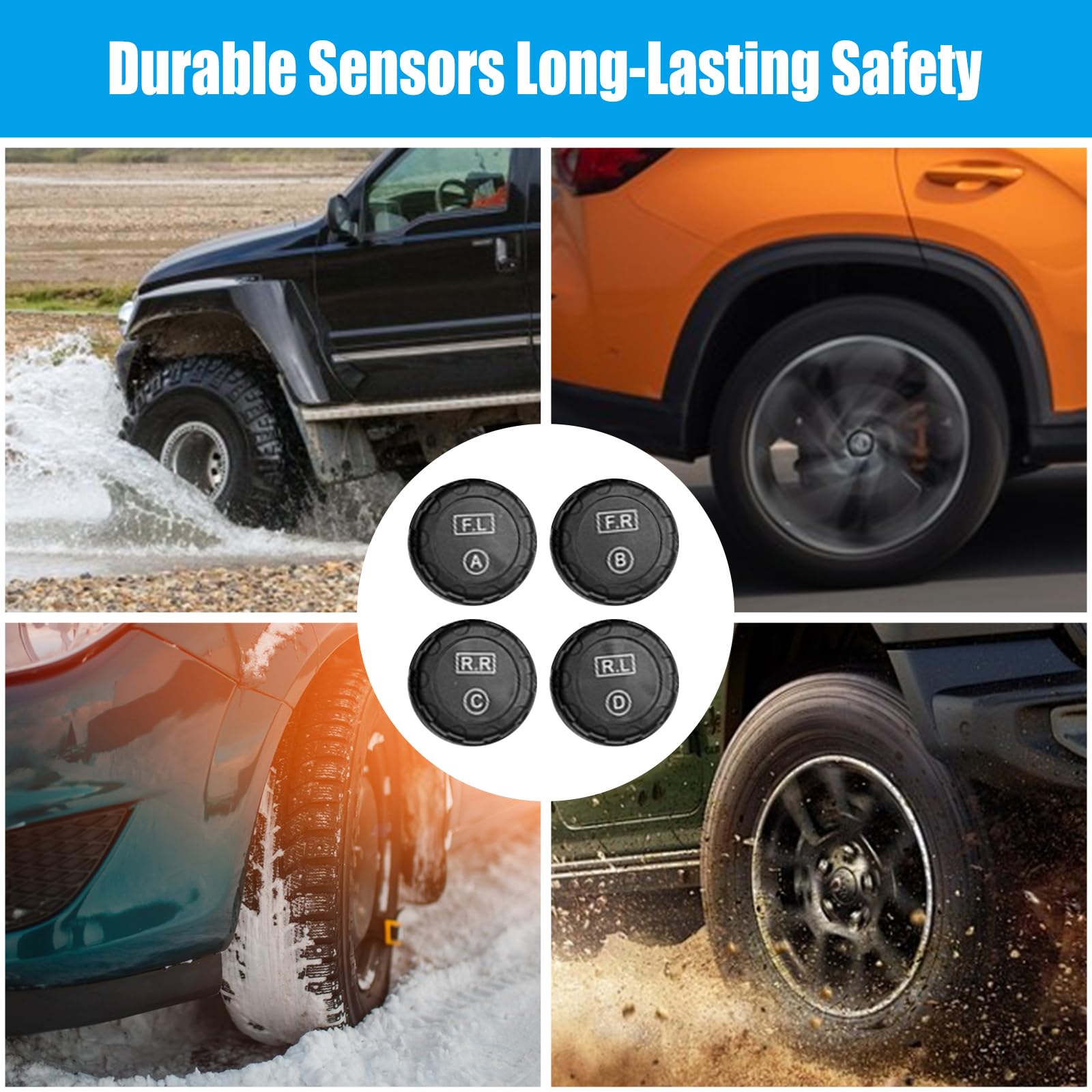 Reifendruckkontrollsystem, drahtloses Auto TPMS Reifendrucksystem, 6 Alarmmodi, einstellbare Bildschirmhelligkeit & Monitorwinkel für Wohnmobil, SUV, MPV, LKW, Limousine