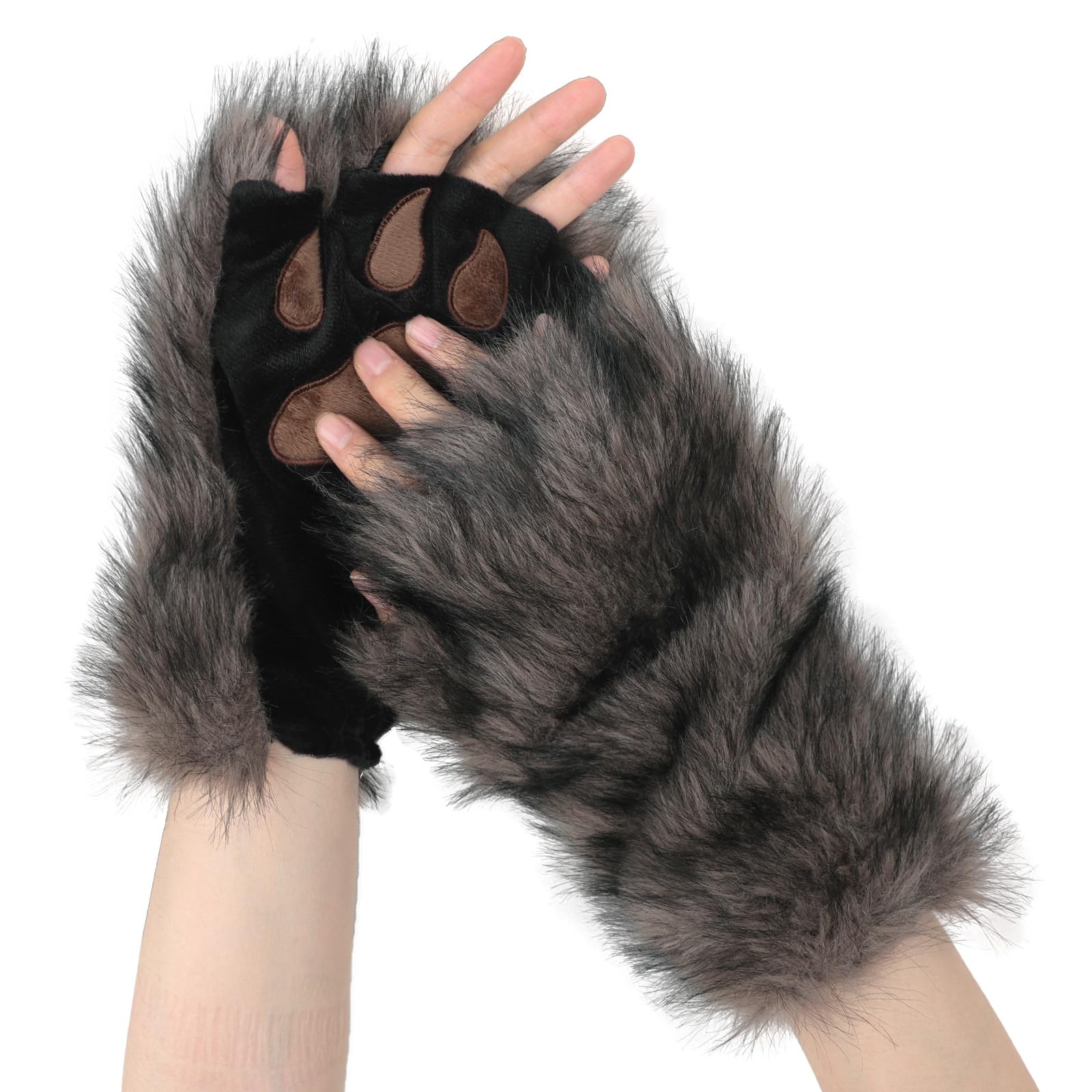Furry Bear Fox Cat Paw Gloves Faux Fur Cosplay Costume Animal Claw Gloves