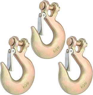 GENHAKON 3 Pack 1/2 inch Forged Steel Clevis Slip Hook with Safety Latch, Heavy Duty G70 Clevis Grab Hook for Towing and Winch, 4t Capacity, 1.4 Inch Opening