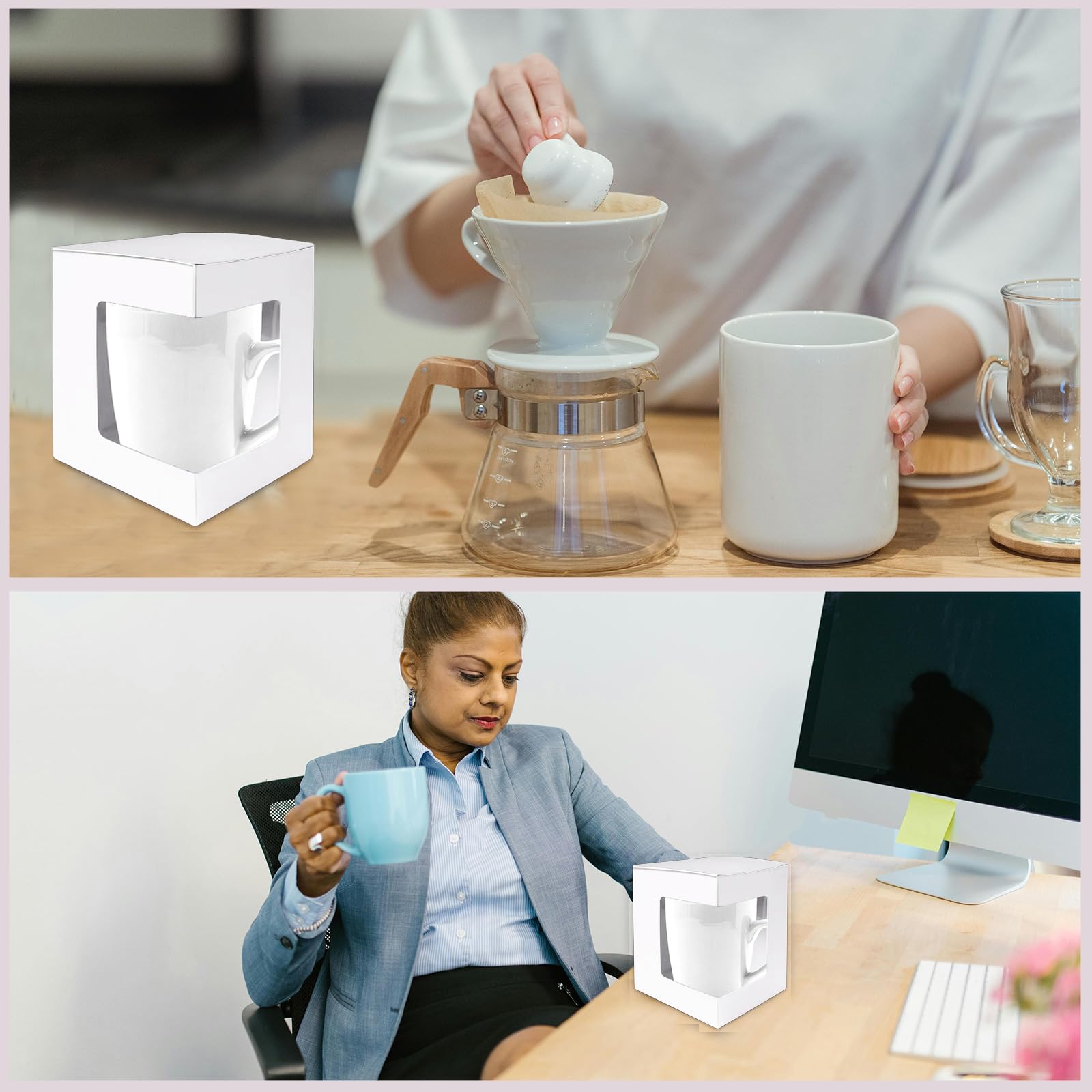 Paquete de 80 cajas de tazas para regalos, tazas de café, cajas de regalo para envío, caja de regalo transparente para copas de vino, caja de regalo de sublimación, caja de embalaje para