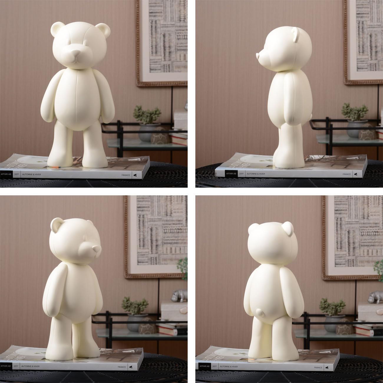 Oso Escultura Figura Animal Decoración Moderna Arte Estatua 30cm | Resina Blanco Hogar Adorno Interior Artesanal Cumpleaño Festiva Regalo para Dormitorio Oficina Salón