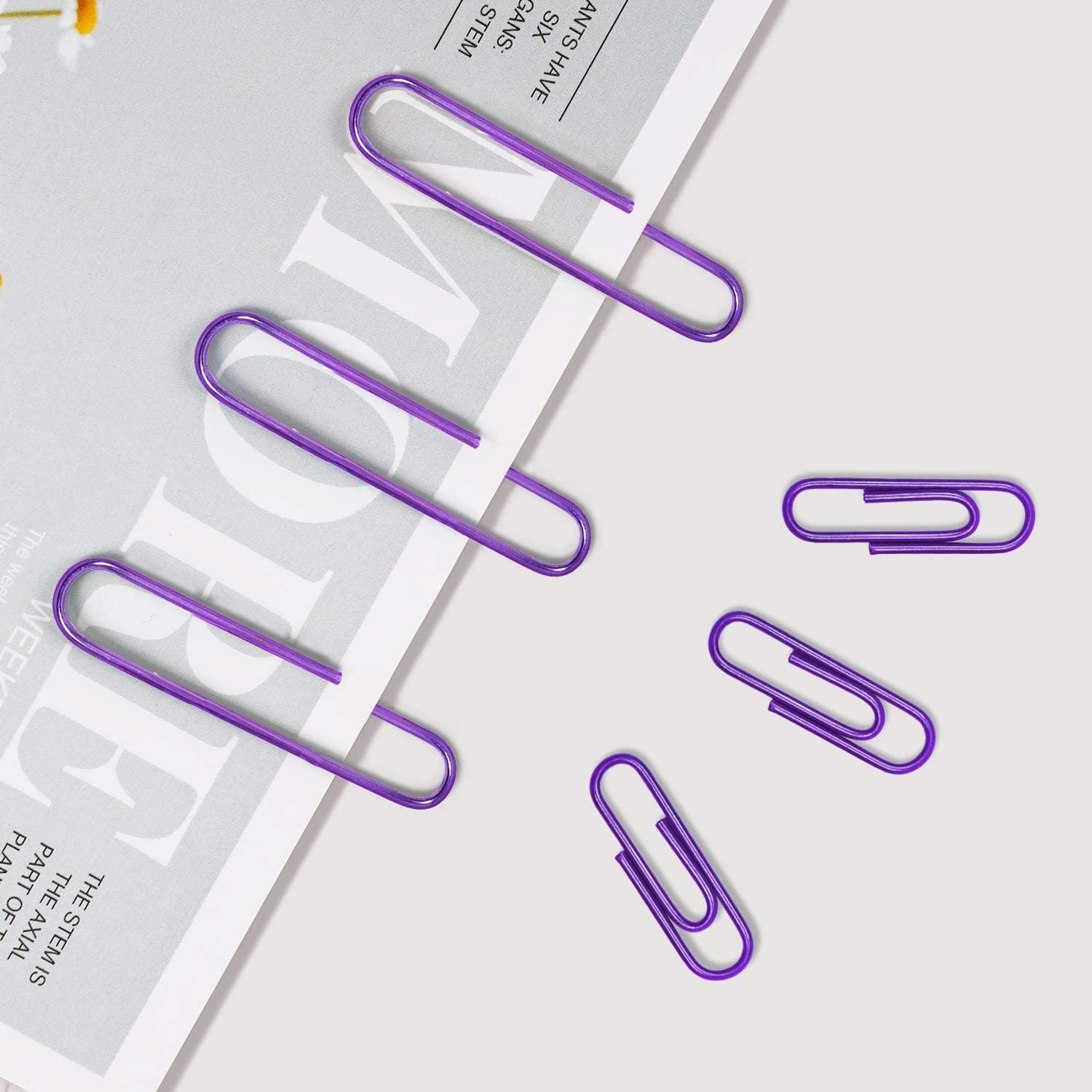 Vinaco Purple Paper Clips, 400PCS Medium & Jumbo (1.3 & 2 inch) Durable, Rustproof Coated Paper Clips for Office & School Document Organizing