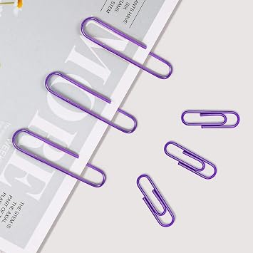 Vinaco Purple Large Paper Clips, 100 Pack 2, Rustproof Office School Use