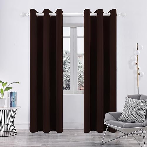 Miniatura 12 de Pickluc Cortina opaca para dormitorio, bloqueo de luz, aislamiento de calor, reducción de ruido, tela más gruesa, extra plegable, 2 paneles, 42