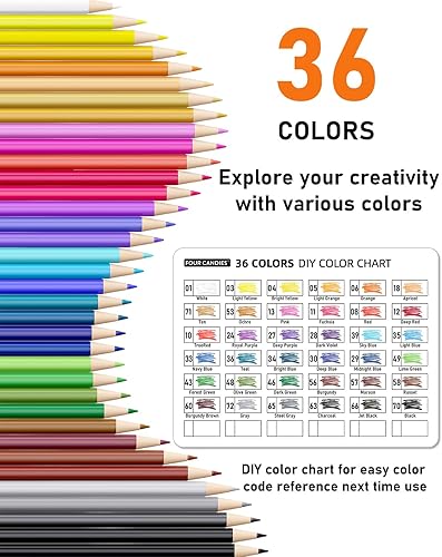 Miniatura 2 de Four Candies Lápices mecánicos de colores, lápices mecánicos borrables con sacapuntas y bolsa, herramientas de dibujo estéticas, ideales para