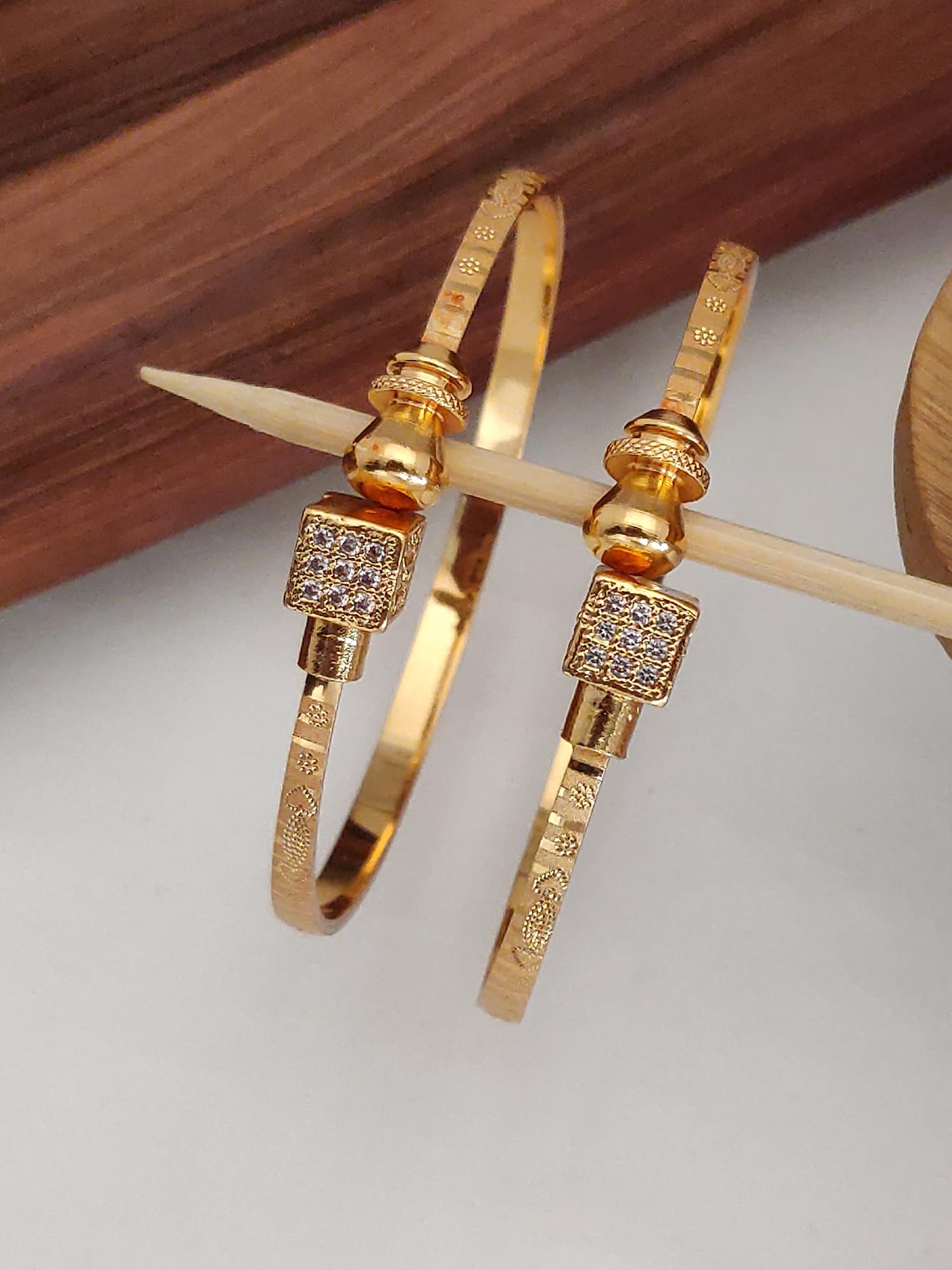 Set Of 2 Traditional 18k Plated Bracelets