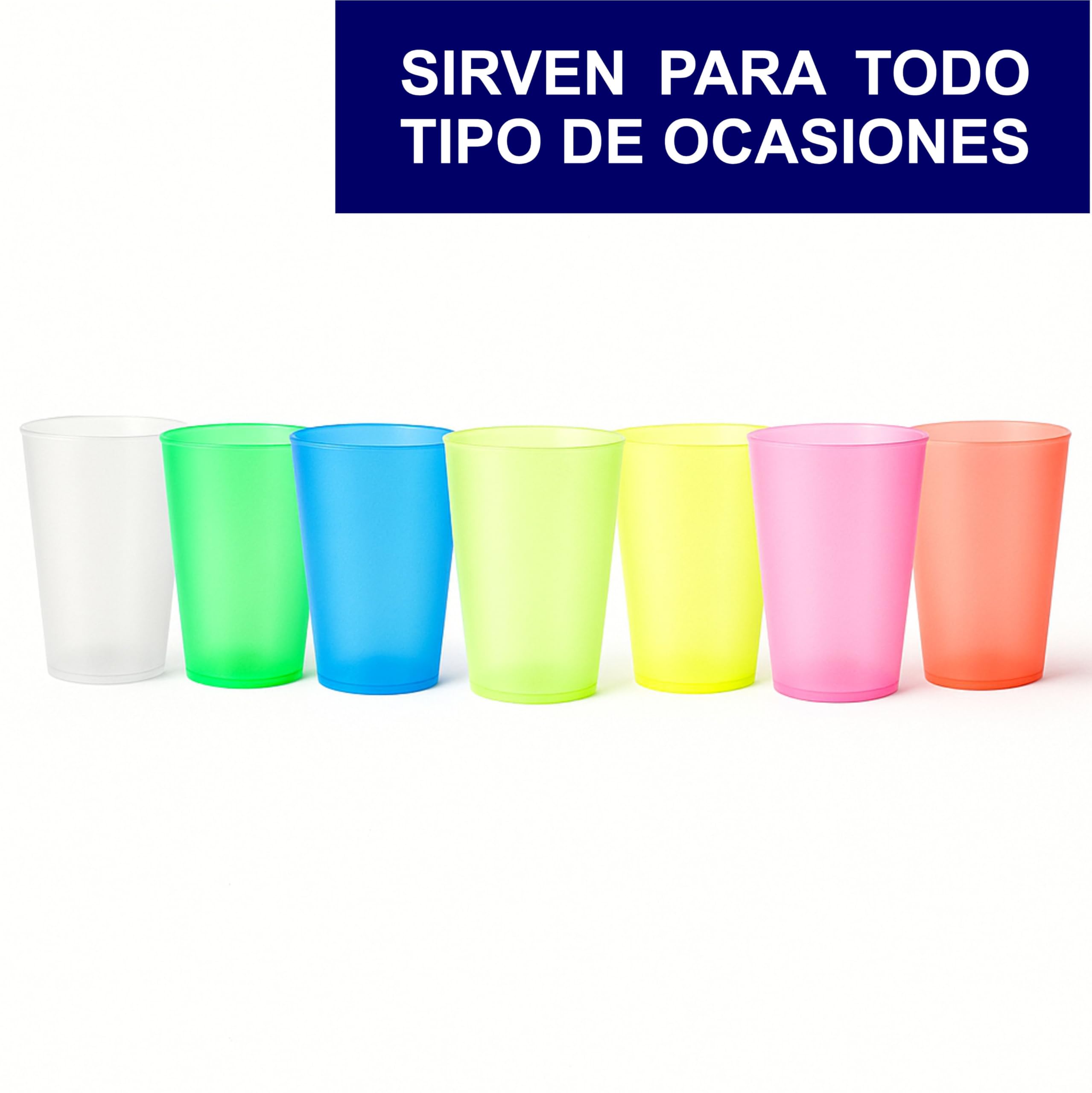 Vasos Plástico Duro 500 ml - 50, 100 ó 450 Vasos - Reutilizables de Polipropileno Eco Sin BPA – Multicolor para Fiestas, Camping y Oficina – Ideales para Sidra, Cubatas, Cerveza (450, Transparente)