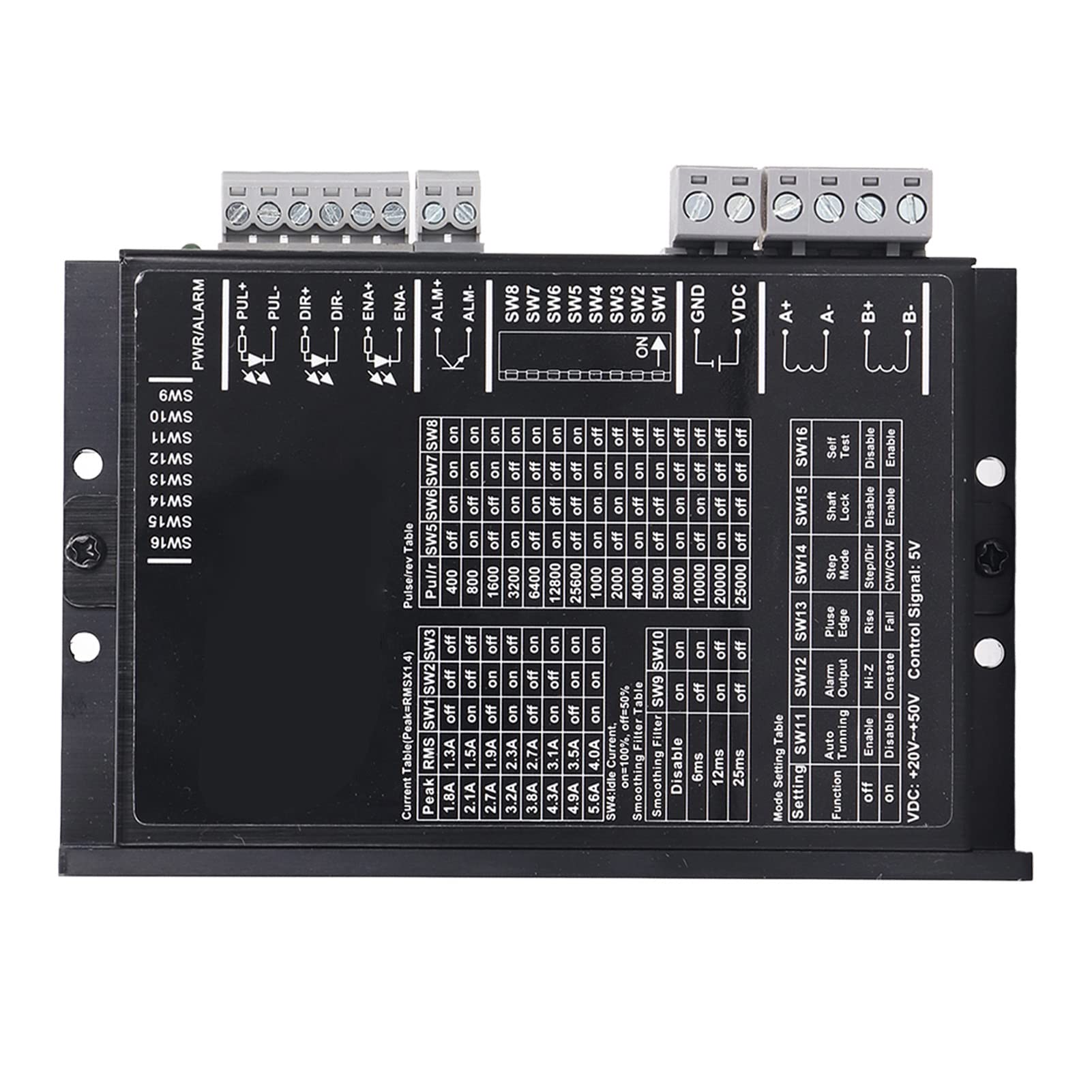 Fafeicy Controlador de Motor Paso a Paso Digital CNC Microstep 20 a 50VDC