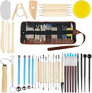 40PCS Clay Tools Set with Storage Bag Polymer Clay Sculpting Tools for Pottery, Ceramic, Modelling & DIY Crafts for Adults, Beginners & DIY Lover