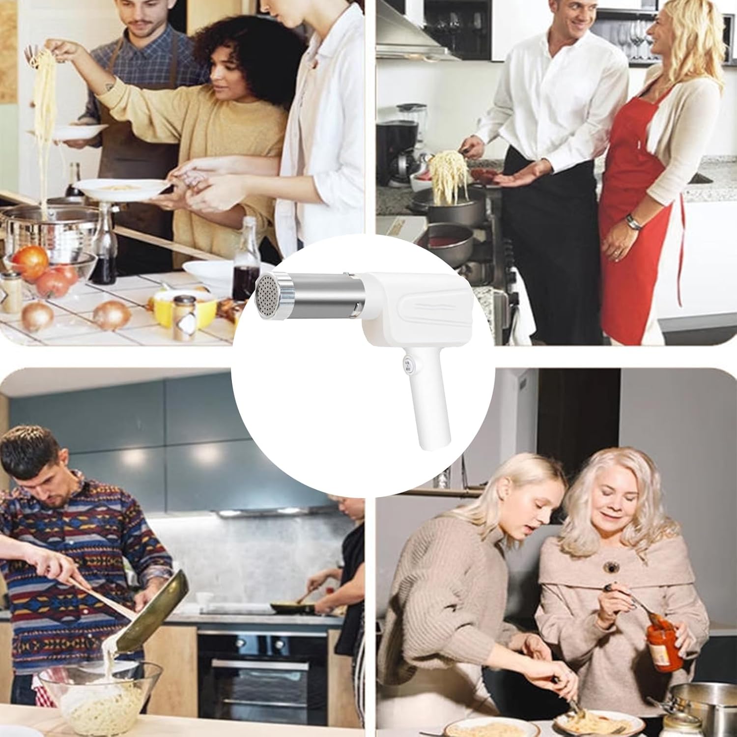 Electric Noodle Maker, 40W Automatic Pasta Machine, Cordless Making Handheld Mixer with 5 Pasta Discs, for Homemade Spaghetti Lasagna