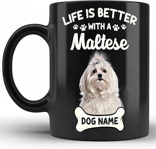 Taza de café personalizada con diseño de perro, mamá, perro, papá, divertidas tazas de viaje maltesas para perros, amantes de los cachorros, dueños,