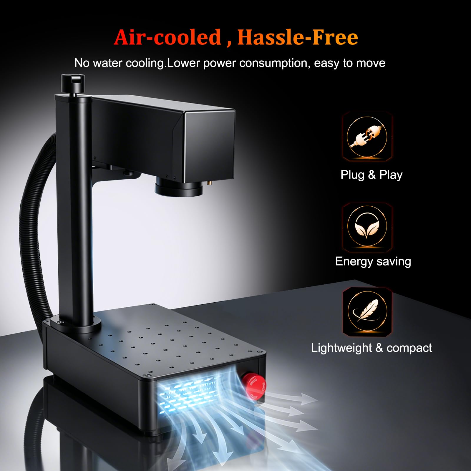 5W 10W Machine de Marquage Laser à Fibre, Graveur Laser de Bureau pour Métal Acier Inoxydable Aluminium Bijoux Plastique, Graveur Laser Portable pour Gravure Découpe, Lentille 175mm, 220V