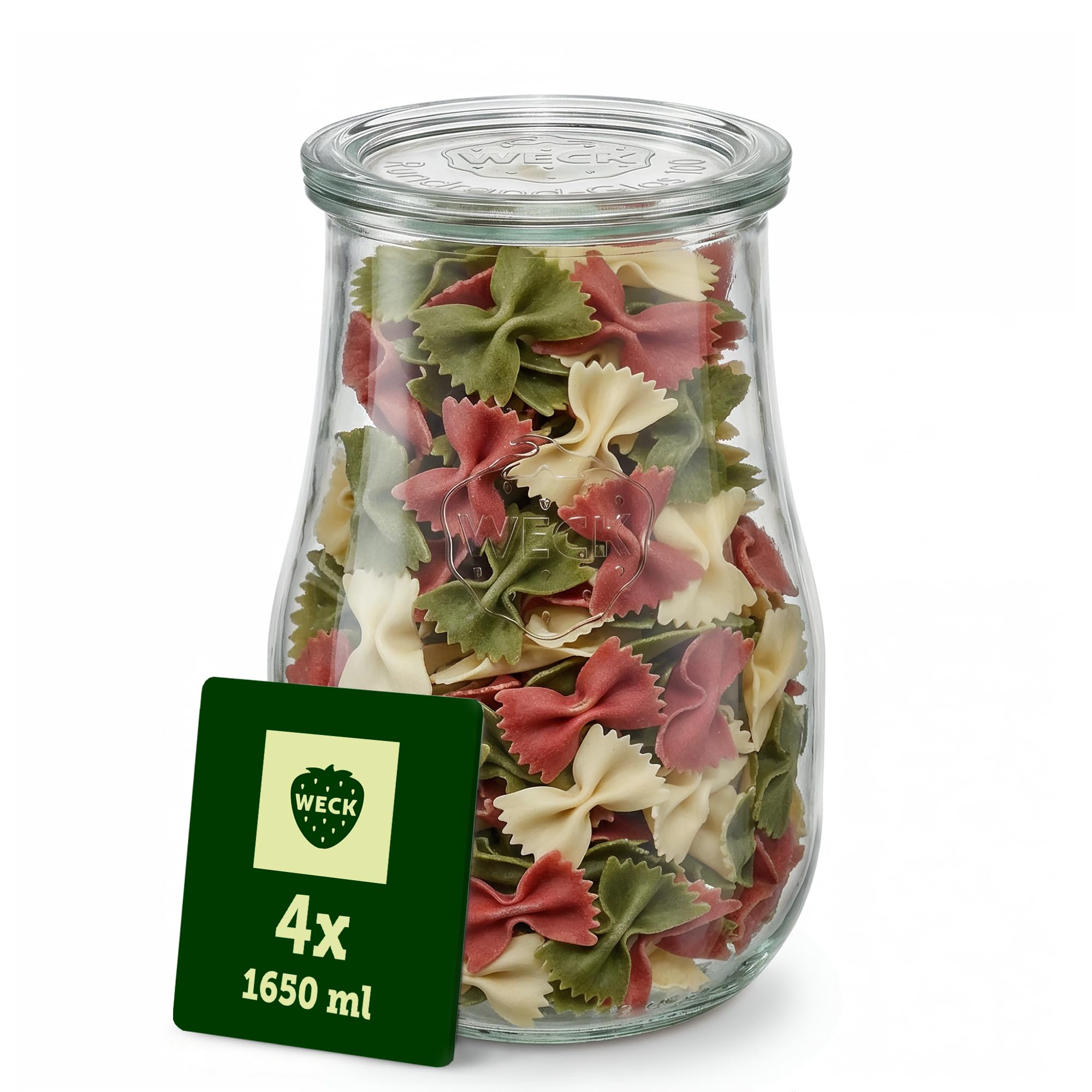 Weck Tarros de tulipán, 2500 ml, 4 unidades, tarro con tapa, para conservación, zumos, almacenamiento hermético de ingredientes secos