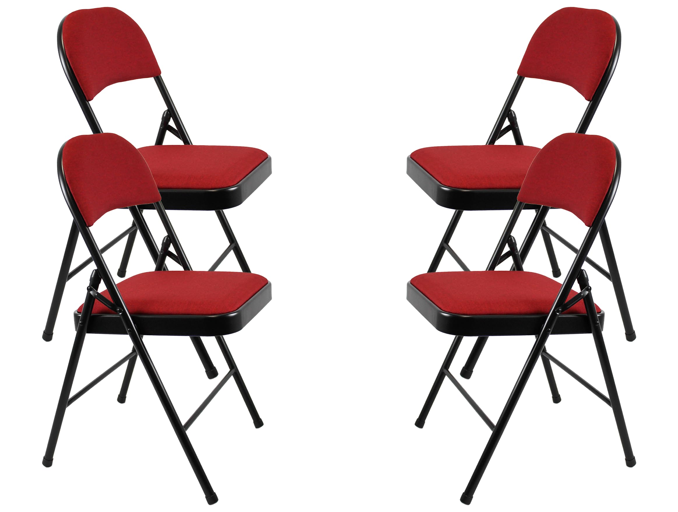 Meta Steel Frame with Fabric Seat Padded Office Work Study Party Dining Folding Chair (4, Red)