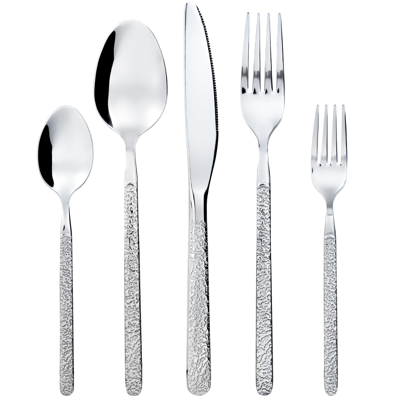 Set di posate per 12 persone 60 pezzi, in acciaio inox con cucchiaio forchetta e coltello, Disegno retrò intaglio, Lavastoviglie