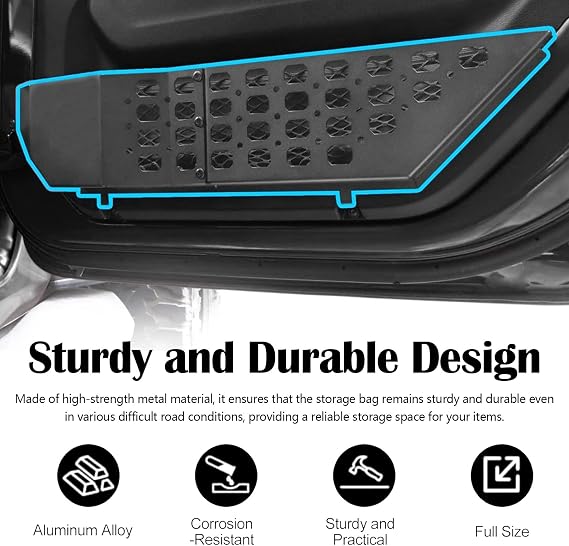 Front Door Storage Box for Jeep Wrangler, Metal Front Door Storage Box Door Side Organizer for Jeep Wrangler JL JLU 4XE 2018-2024 and Gladiator JT 2020-2024