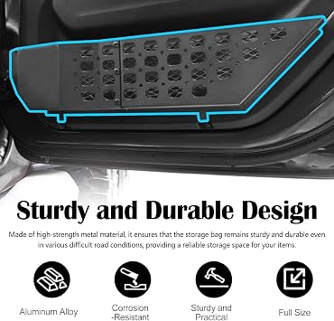 Front Door Storage Box for Jeep Wrangler, Metal Front Door Storage Box Door Side Organizer for Jeep Wrangler JL JLU 4XE 2018-2024 and Gladiator JT 2020-2024