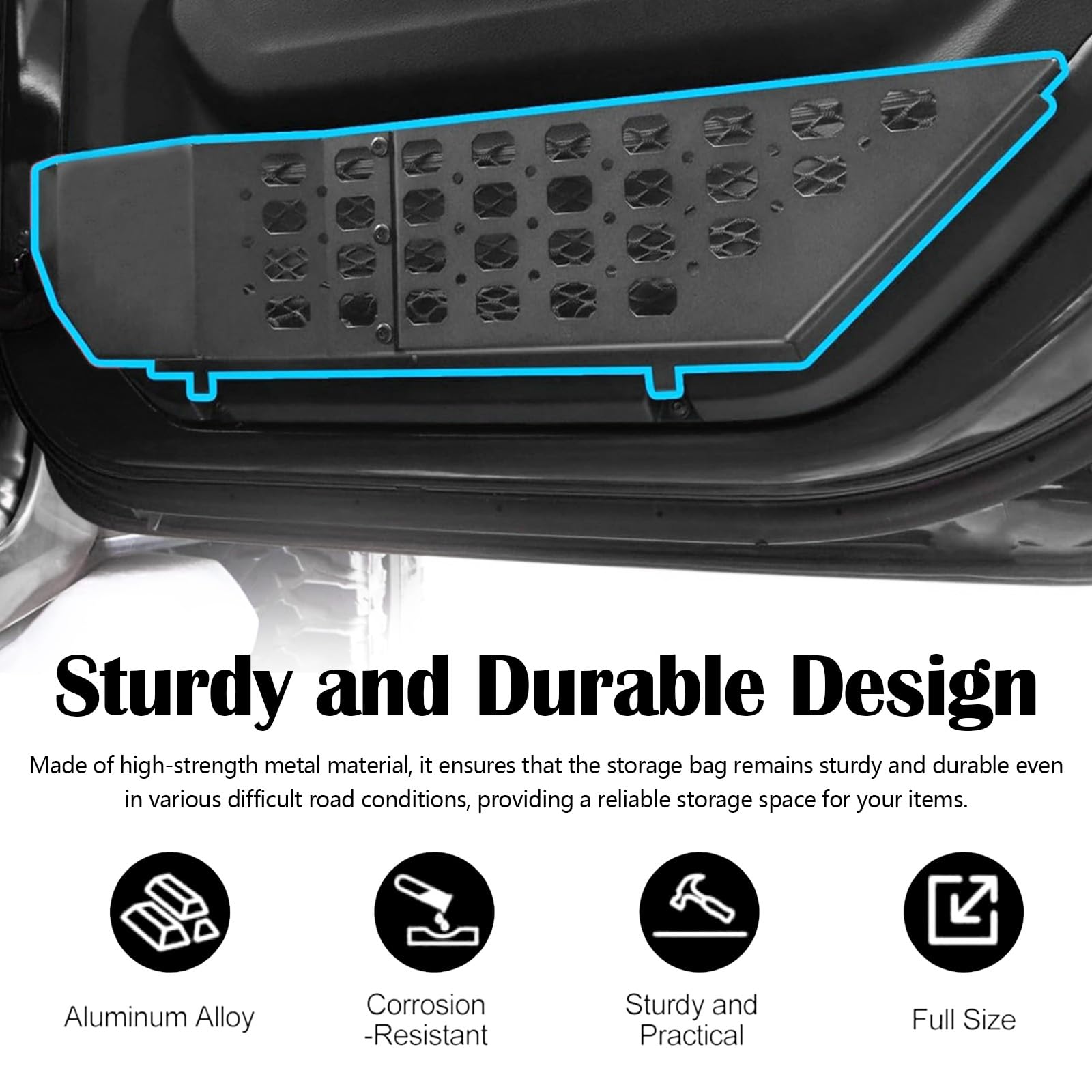 MAIKER - Scatola portaoggetti in metallo per porta anteriore, inserto laterale per Jeep Wrangler JK 2/4 porte 2007-2018, 2 pezzi, colore: nero